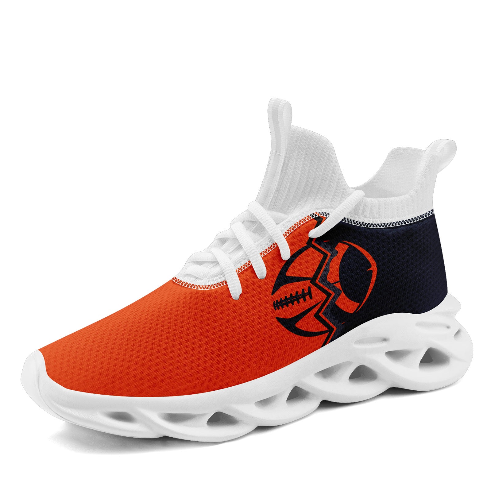 Custom Deep Blue & Orange Illinois MaxSoul Shoes and Hat Set - Personalized Sports Fan Combo D028017 - Perfect for Game Days, Tailgating, and Showing Team Spirit