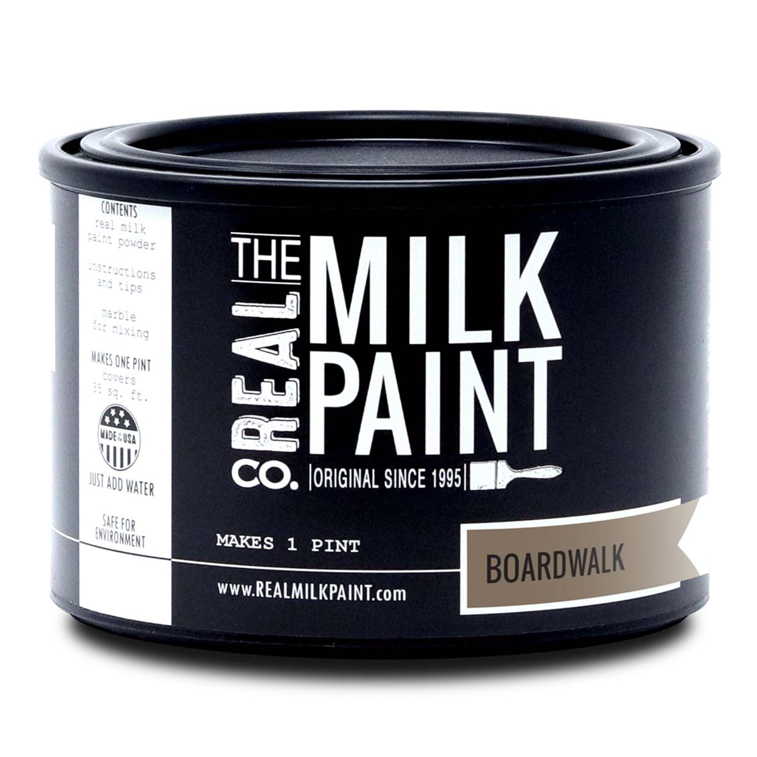Real Milk Paint - Non-Toxic, VOC-Free Matte Wood Paint for Furniture, Cabinets, Walls, Brick & Stone | Water-Based Organic Finish in Boardwalk Color (1 Pint) | Perfect for DIY Home Decor, Furniture Restoration & Eco-Friendly Painting Projects