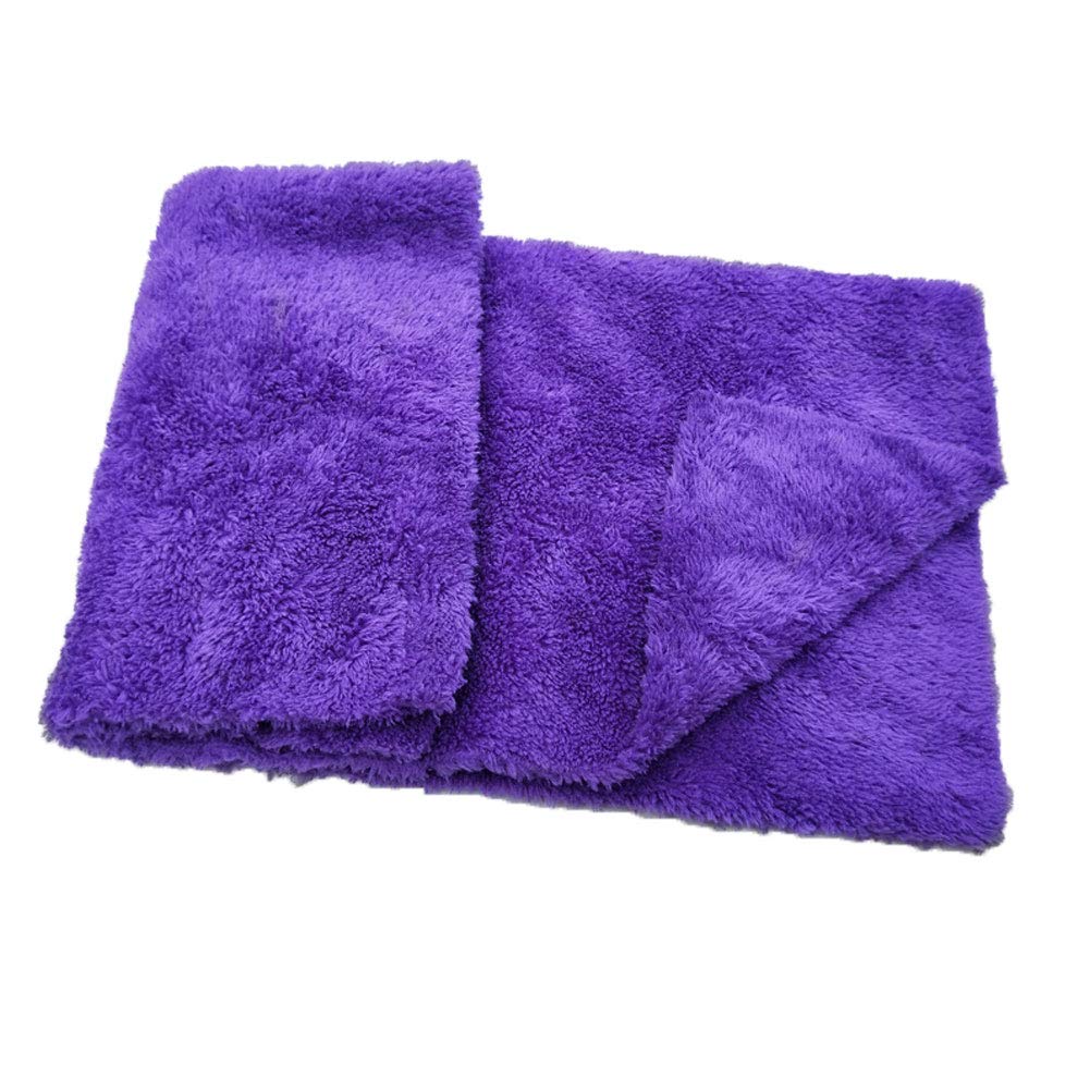 Premium 5-Pack Microfiber Car Cleaning Towels - Super Absorbent Thick Coral Fleece for Washing, Polishing & Detailing (Purple) - Ideal for Car Wash, Waxing & Interior Cleaning