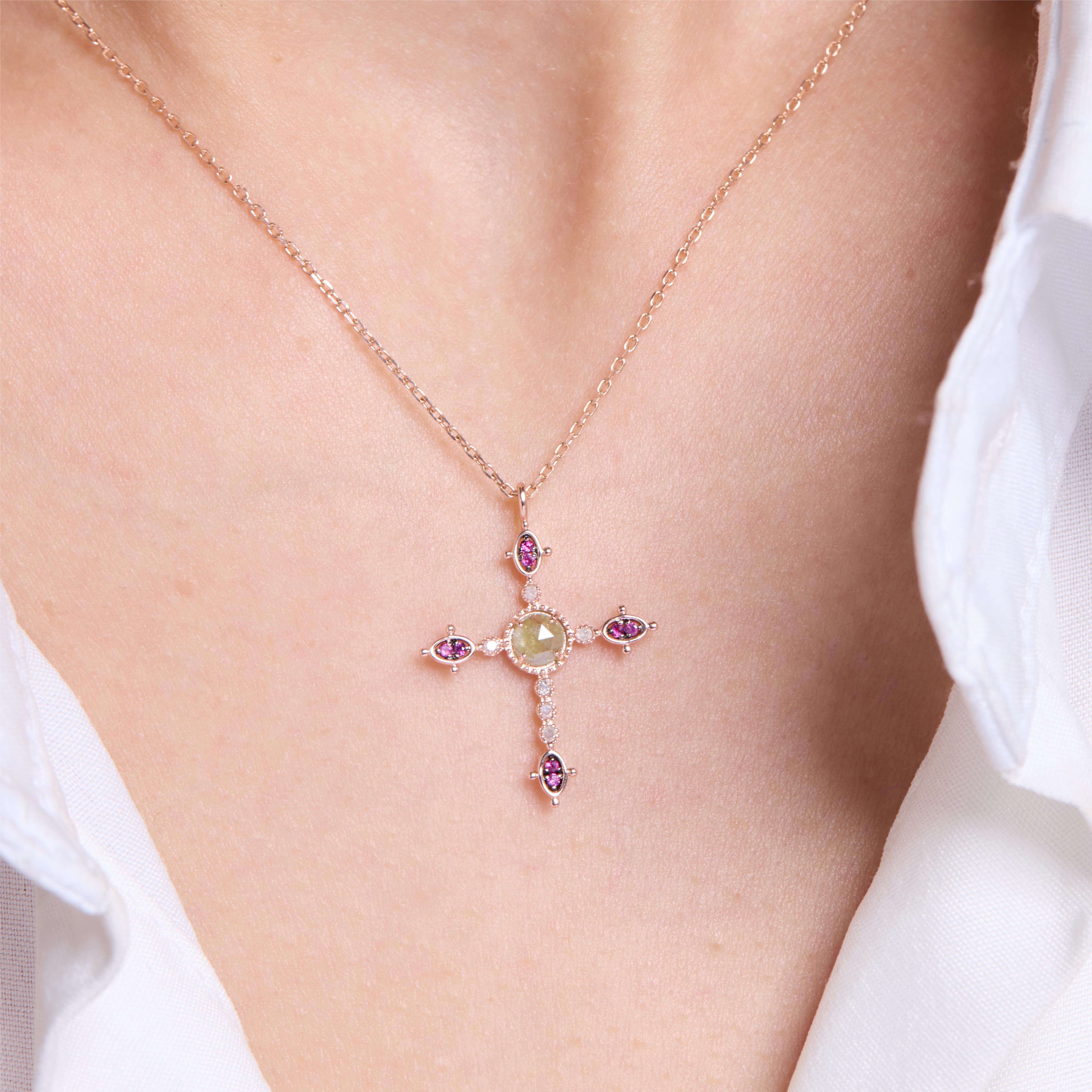 Rose Gold Diamond Cross Pendant Necklace for Women - Elegant Religious Jewelry Gift for Baptism, Confirmation & Everyday Wear
