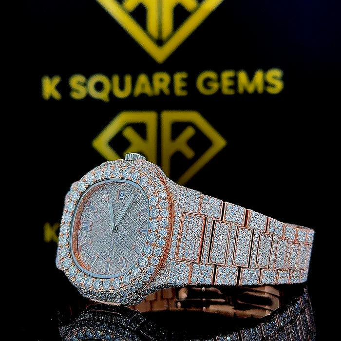 Luxury Moissanite Iced Out Men's Watch with Swiss Automatic Movement - Perfect for Formal Events, Parties & Gifting