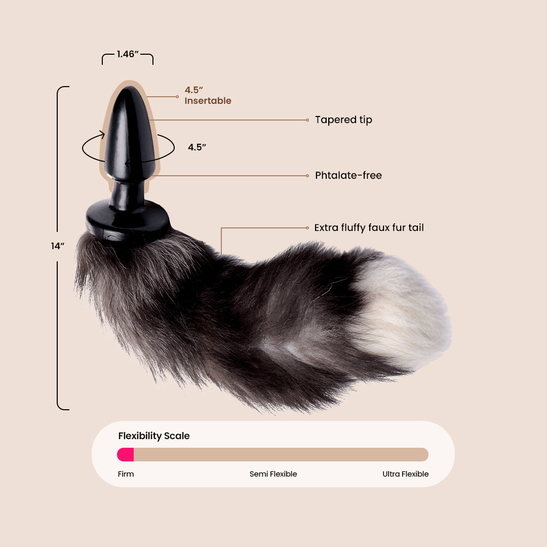 Realistic Faux Fox Tail Butt Plug - Flexible Silicone Anal Plug for Adults - Perfect for Cosplay, Role Play & Sensual Play