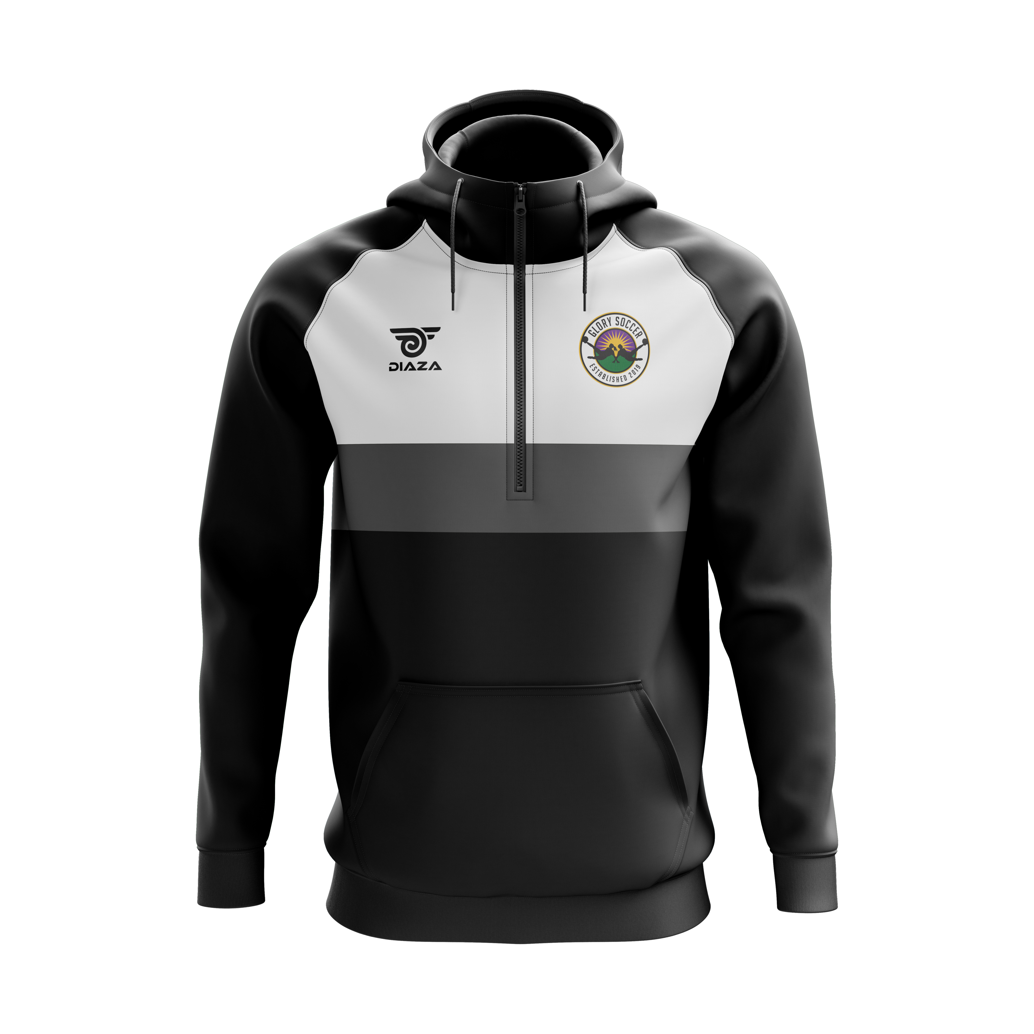 Glory 3/4 Zip Up Hooded Jacket for Men & Women - Lightweight Fleece Pullover for Outdoor Hiking, Running & Casual Wear