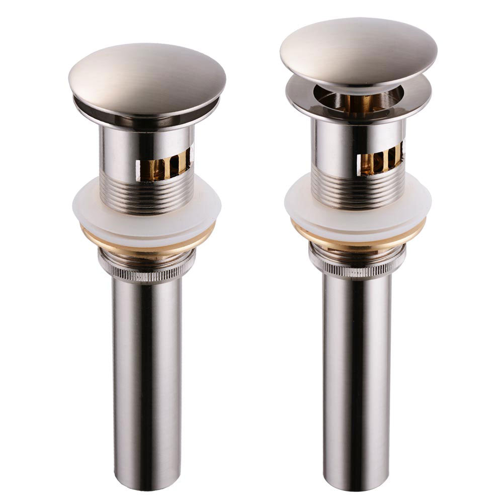 TheLAShop 1-5/8 Inch Brushed Nickel Sink Pop-Up Drain with Overflow & Tray - Perfect for Bathroom Vanity, Kitchen Sink, and Utility Sink Installation