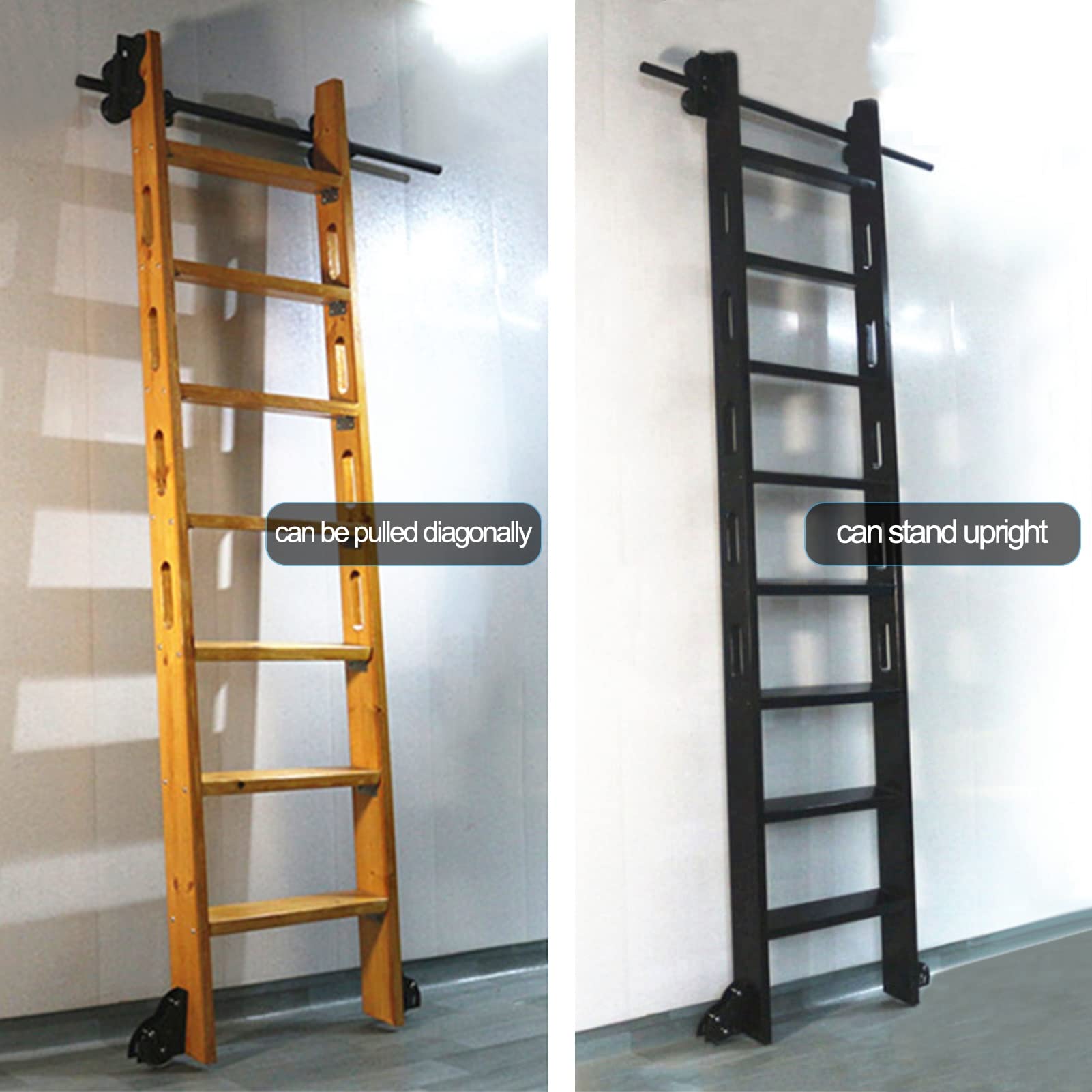 Sliding Rolling Ladder Hardware Kit - No Ladder Included - Perfect for DIY Library, Loft, and Bookshelf Ladder Projects