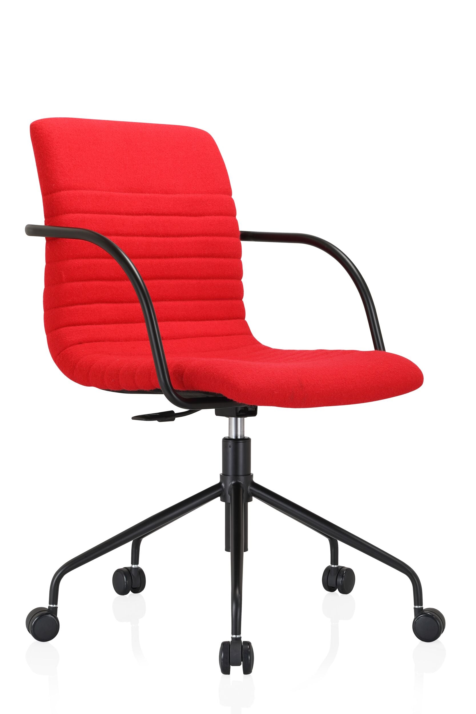 Akiko Mid Back Cashmere Office Chair - Ergonomic Desk Chair with Lumbar Support, Soft Red Fabric for Home & Office Workspace - Perfect for Long Hours of Sitting, Computer Work, and Conference Meetings