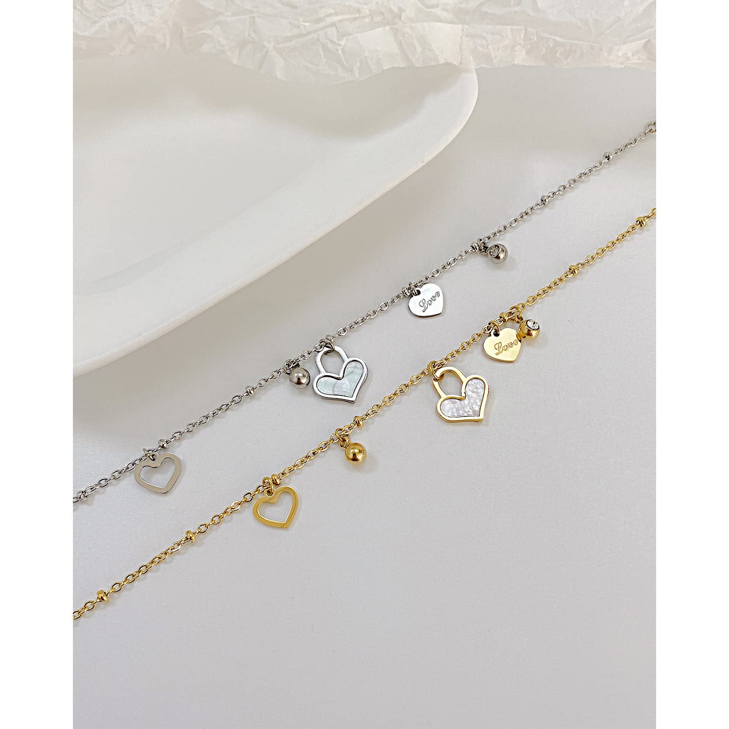 14K Gold Plated Heart Charm Cubic Zirconia Bracelet - Valentine's Day, Birthday Gift for Women, Girlfriends, Wives, Daughters | Elegant Jewelry for Date Night, Anniversary & Special Occasions