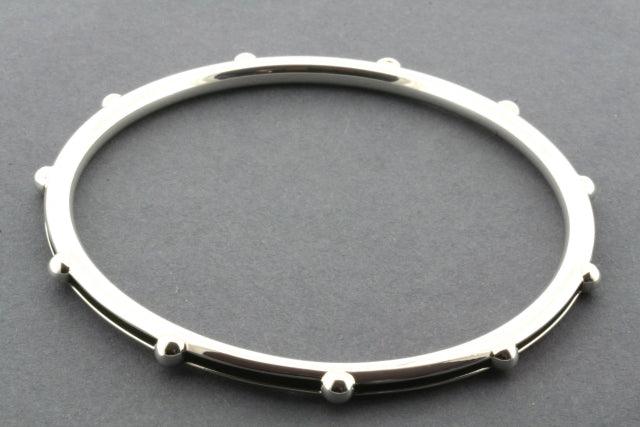 Oxidized Sterling Silver Beaded Bangle Bracelet - Elegant Handmade Jewelry for Women, Perfect for Parties & Special Occasions