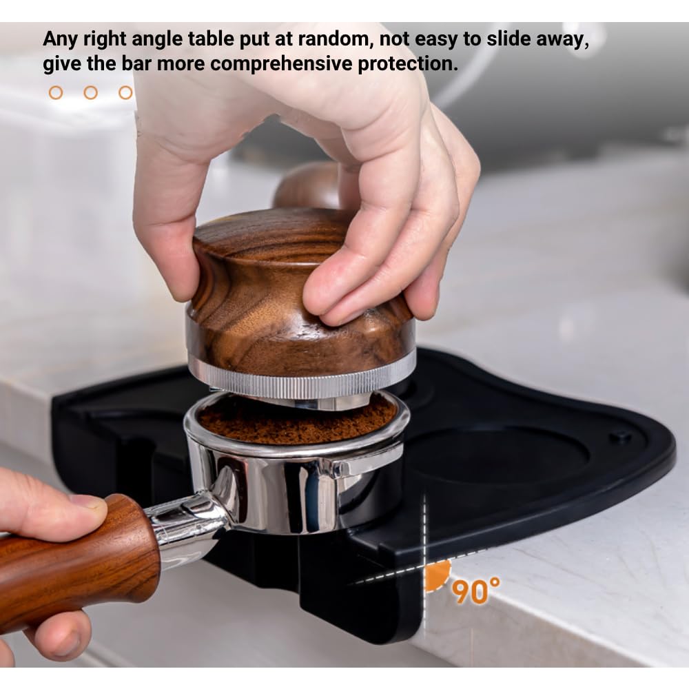 Non-Slip Silicone Coffee Tamper Mat - Anti-Skid Espresso Tamper Holder Pad for Semi-Automatic Coffee Machines (Black) | Perfect for Baristas & Home Coffee Brewing Stations