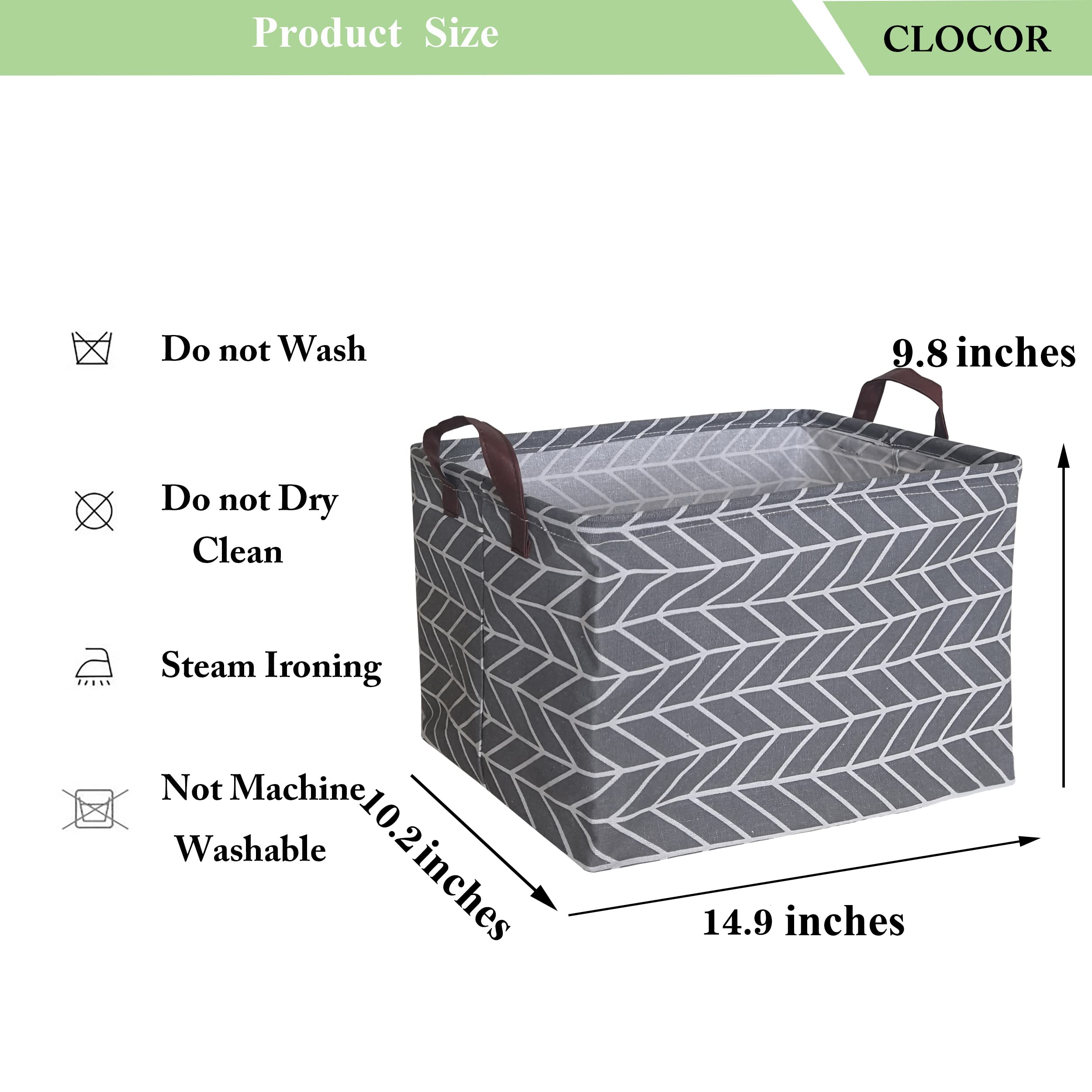 CLOCOR Collapsible Rectangular Storage Basket with Handles - Waterproof Coating Fabric Bin for Home Organization, Toys, Books & Shelves | Cute Arrow Pattern | Perfect for Nursery, Closet & Bathroom Storage