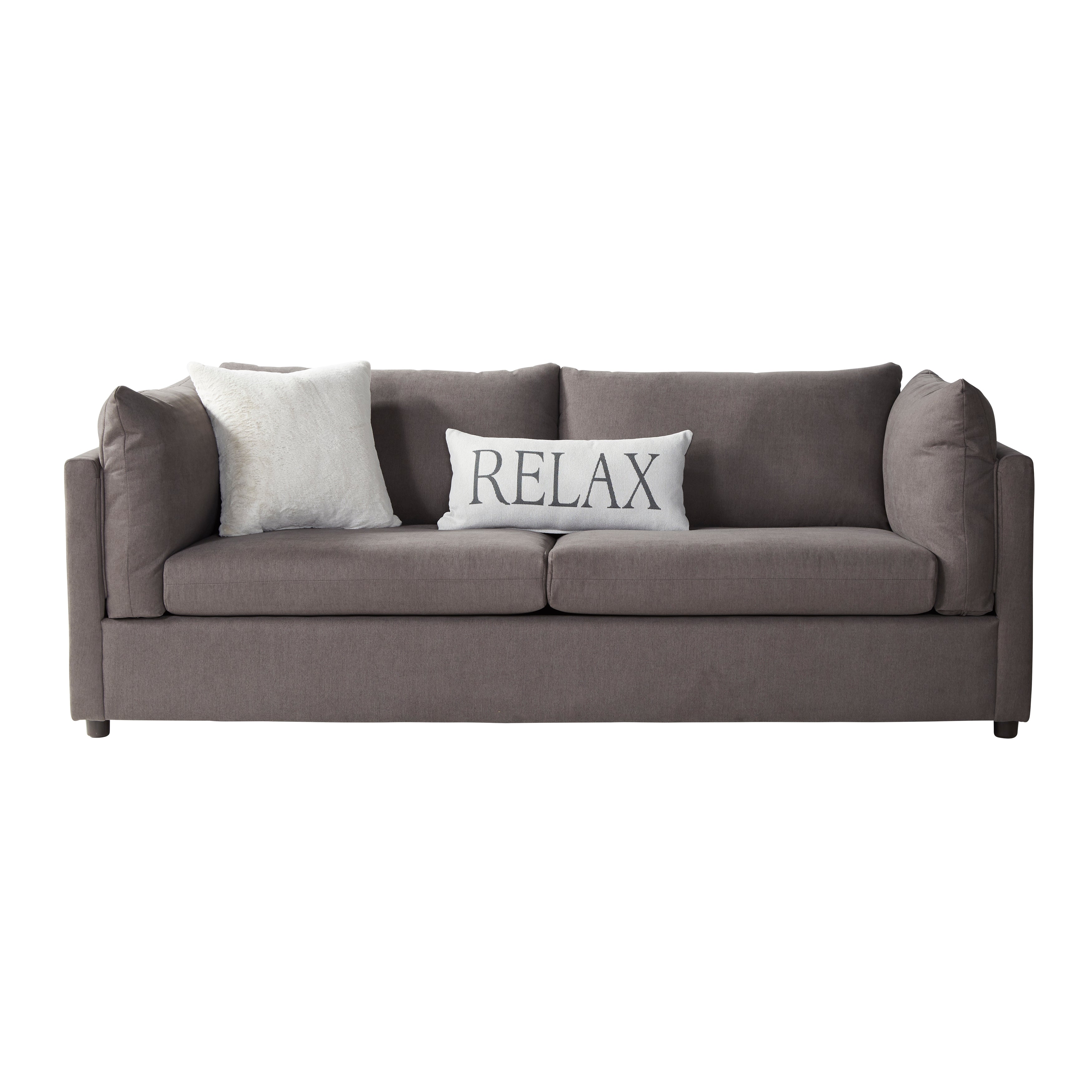 Roundhill Furniture Enda Pillow Back Fabric Sofa and Cuddler Chair Set - Carbon Gray Living Room Collection | Comfortable Sectional for Small Spaces, Family Gatherings & Cozy Movie Nights