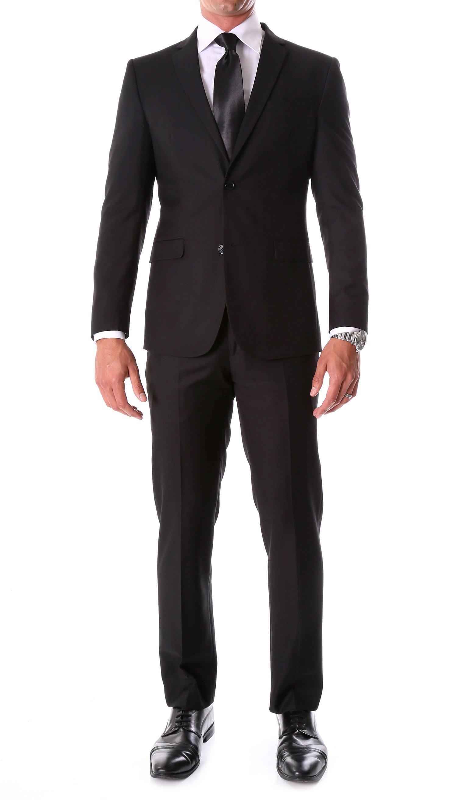 Oslo Collection Slim Fit 2-Piece Suit for Men - Classic Black Business Suit | Perfect for Weddings, Office & Formal Events