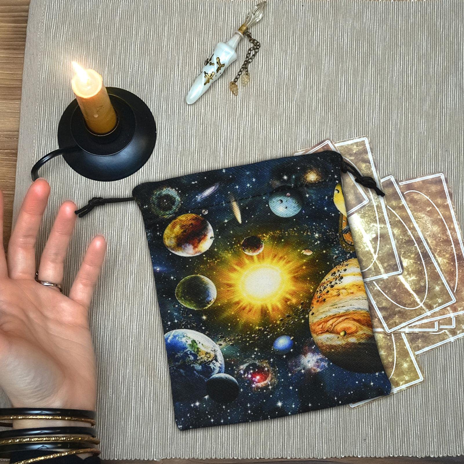 Premium Velvet Tarot Cloth Bag - Double-Sided Digital Printed Tarot Card Storage Pouch for Board Games & Divination | Perfect Gift for Tarot Enthusiasts & Psychic Readers (Use for Card Protection, Travel & Spiritual Rituals)