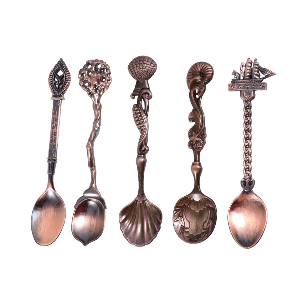 5 Pcs Vintage Carved Coffee Spoons - Elegant Court Style Stirring Spoons for Coffee, Tea, and Desserts | Perfect for Home, Cafe, and Gift Use