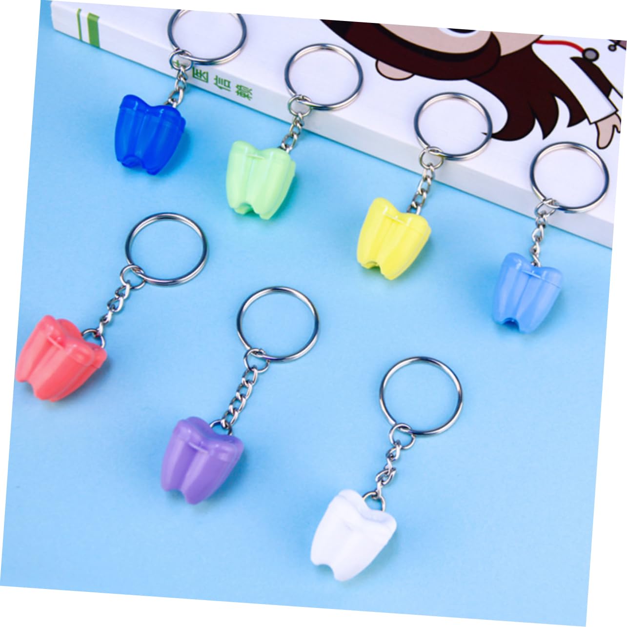 COOLHIYA 5-Pack Plastic Tooth Keychain Holder - Hanging Bag Keyring Case for Teeth Storage | Perfect for Dentist Visits, Travel & Kids Tooth Fairy Gifts