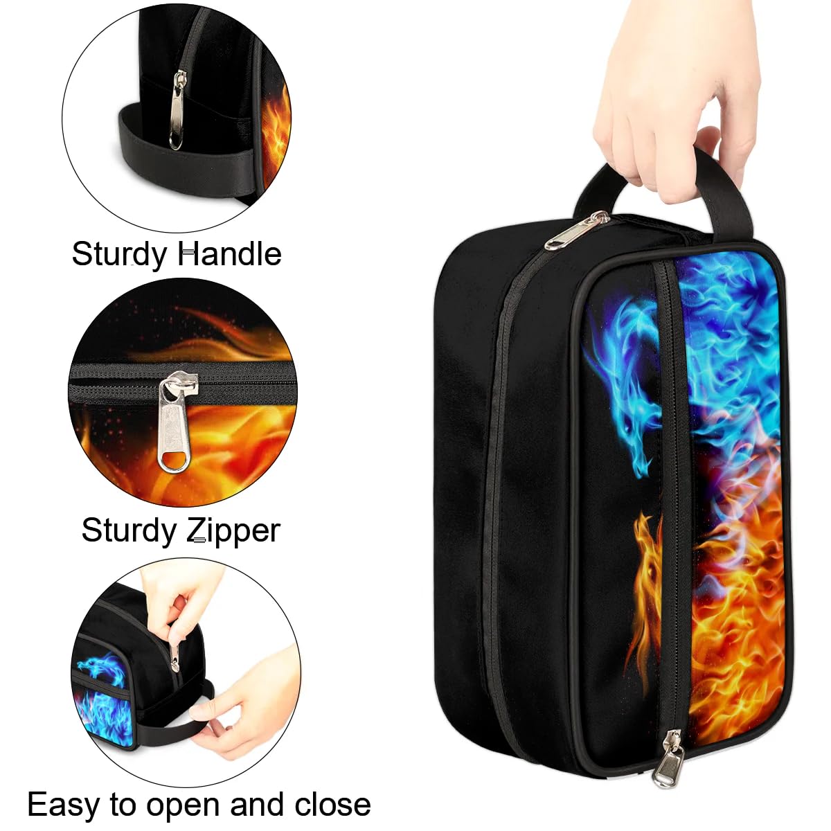 **Fire Dragon Kids Waterproof Hanging Toiletry Bag for Boys – Large Capacity Travel Wash Bag for Sports, Shower & Camping – Perfect for School Trips, Gym & Family Vacations**