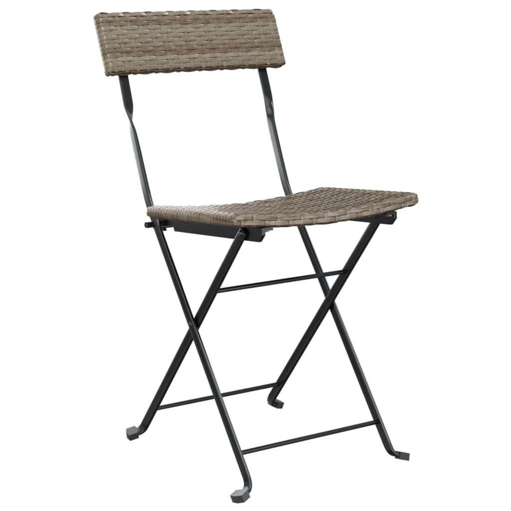 4-Pack Gray Poly Rattan Folding Bistro Chairs with Steel Frame - Durable Foldable Outdoor Patio Furniture for Garden, Terrace, Poolside & Balcony Seating