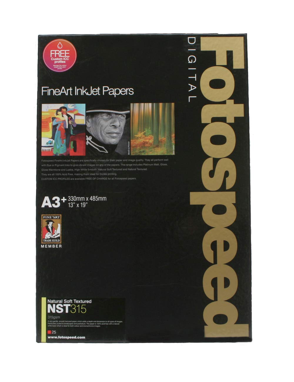 Premium NATURAL SOFT TEXTURED 315gsm A3+ Fine Art Inkjet Paper - 25 Sheets Pack for Professional Photography, Art Prints & High-End Presentations
