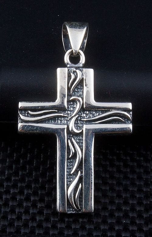 Small Sterling Silver Tribal Cross Pendant Necklace - Elegant Religious Jewelry for Women & Men - Perfect for Gifts, Weddings & Everyday Wear