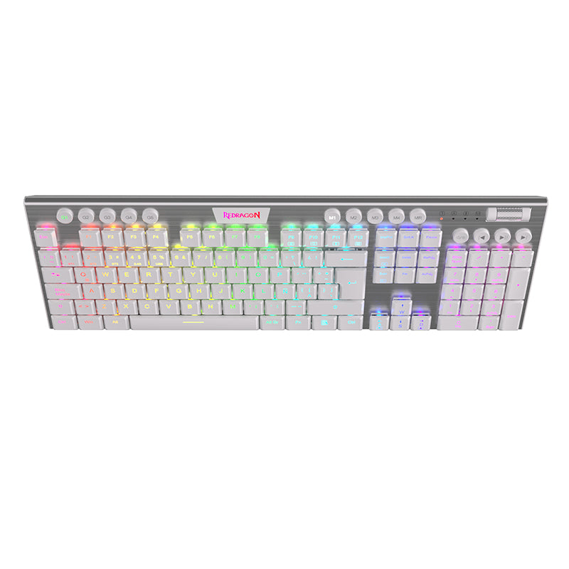 Redragon Horus K618W RGB SP Wireless Mechanical Gaming Keyboard - Full Size, White - Perfect for PC, Mac, PS5 & Xbox Gaming Setup