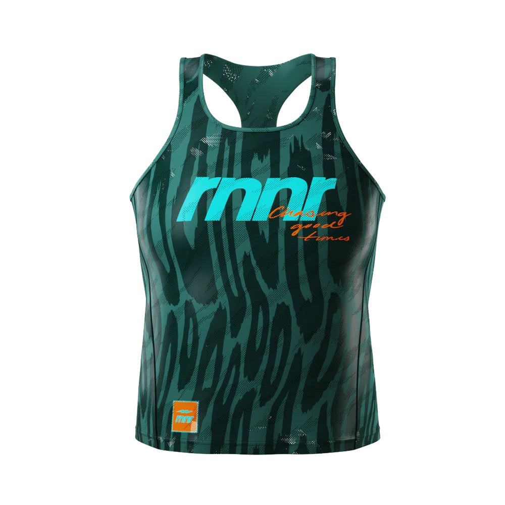 Women's All Out Singlet Cropped Top - Drippy Cheetah Print in Teal | Workout, Gym, Running & Yoga Activewear