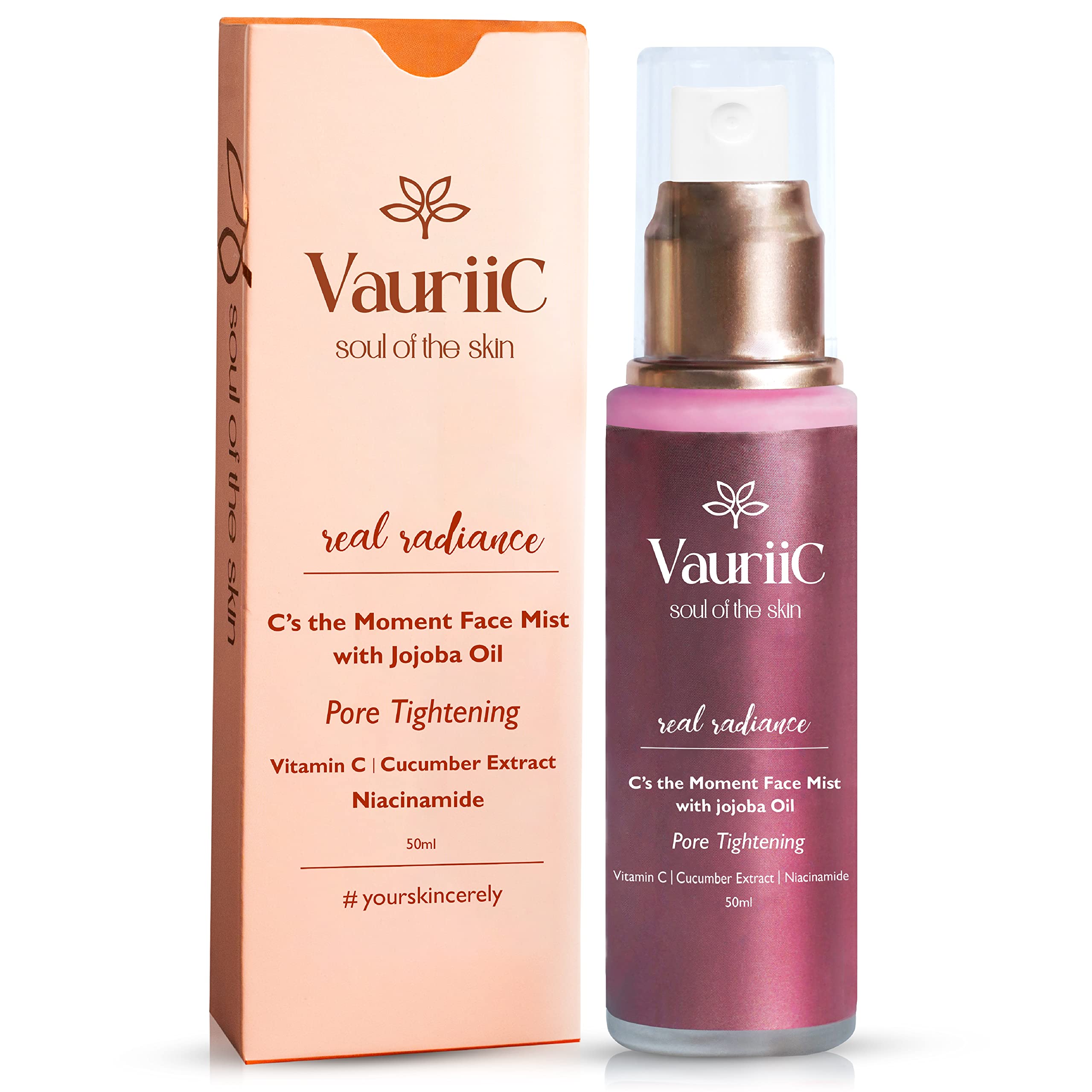 VauriiC Cucumber & Vitamin C Face Toner Mist 50ml - Hydrating Facial Spray for Glowing Skin, Pore Minimizer, Acne Treatment | Vegan, Alcohol-Free Toner for Oily, Dry & Normal Skin | Makeup Setting Spray with Jojoba Oil, Cucumber Extract & Niacinamide | Perfect for Daily Skincare Routine, Post-Workout Refresh & Travel Essentials | Men & Women | All Skin Types