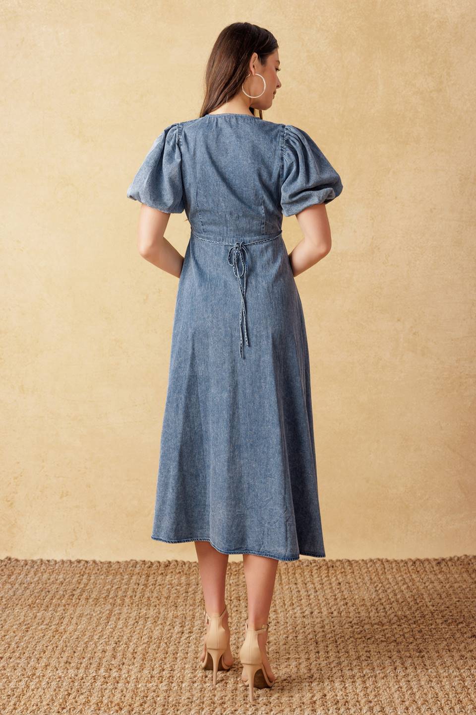 Forever Mine Lightweight Denim Midi Dress for Women - Casual Summer Outfit, Beach Wear & Boho Style Fashion