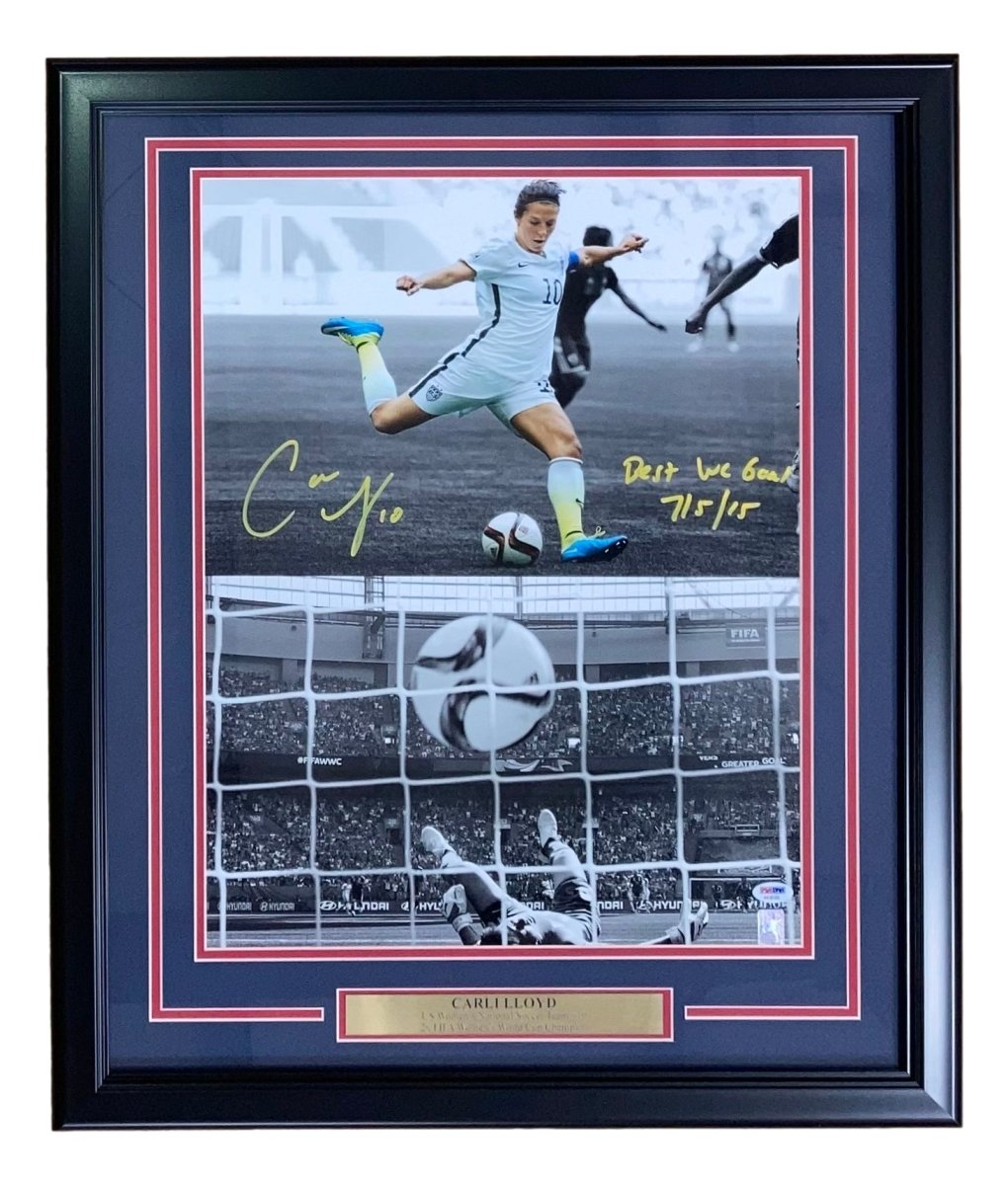 Carli Lloyd Autographed Framed 16x20 Soccer Photo - 2015 World Cup Best Goal - PSA/DNA Certified - Perfect for Sports Memorabilia Collections & Soccer Fan Gifts