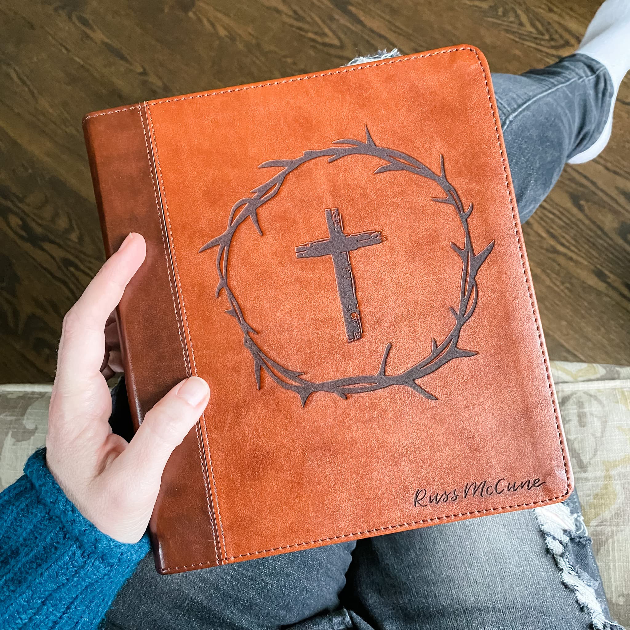 Hand Lettered & Laser Engraved ESV Journaling Study Bible - Personalized Christian Gift with Custom Name Engraving | Perfect for Bible Study, Church Gifts & Spiritual Growth
