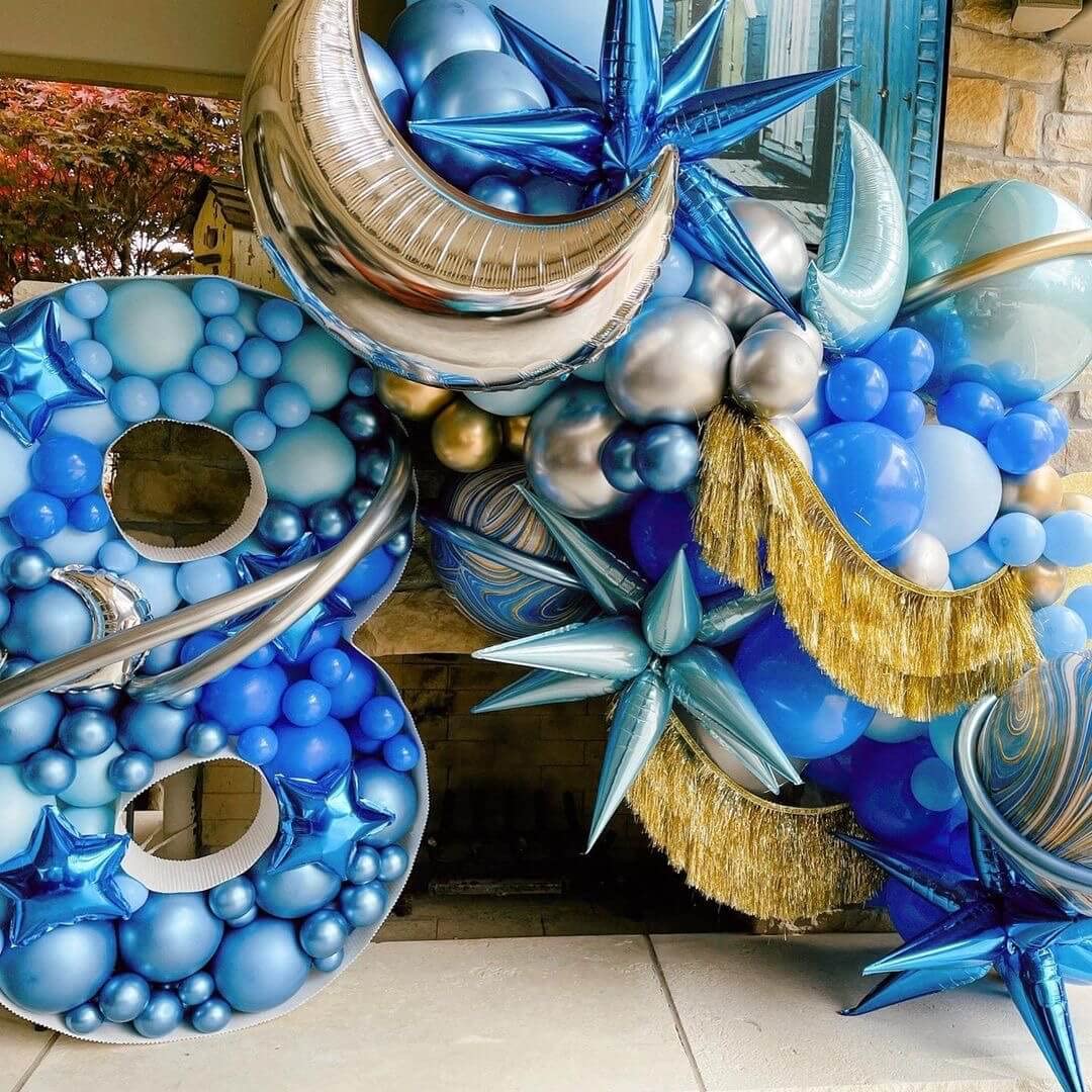 50 Pcs Dark Blue Foil Cone Star Balloons - 26 Inch Big 3D Starburst Mylar Balloons for Christmas, Birthday, Wedding Party Decorations - Perfect for Indoor/Outdoor Events, Baby Showers & Anniversary Celebrations