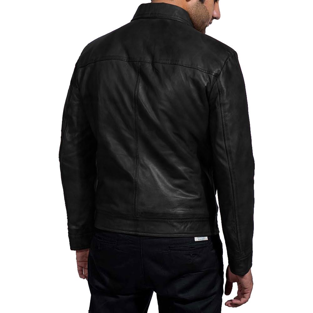 Men's Vintage Brown Lambskin Leather Jacket - Classic Style for Casual Wear