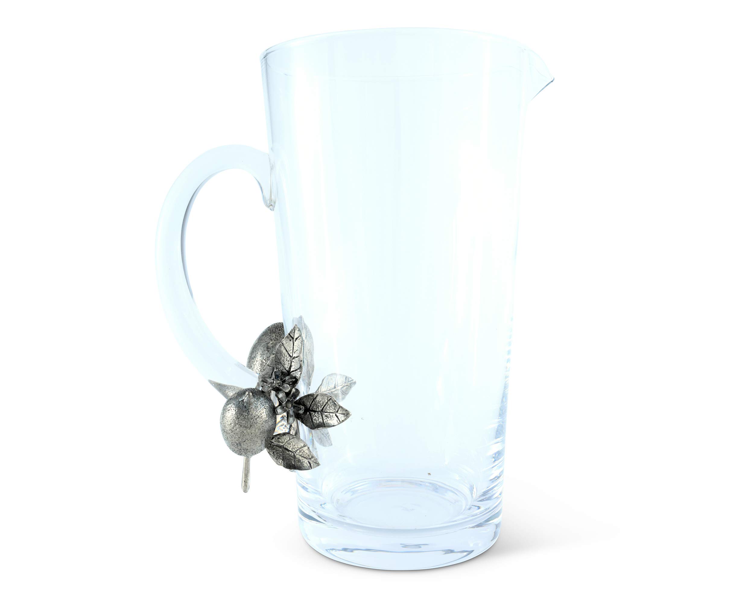 Vagabond House 64 oz Glass & Pewter Lemon Bouquet Pitcher - 9.5