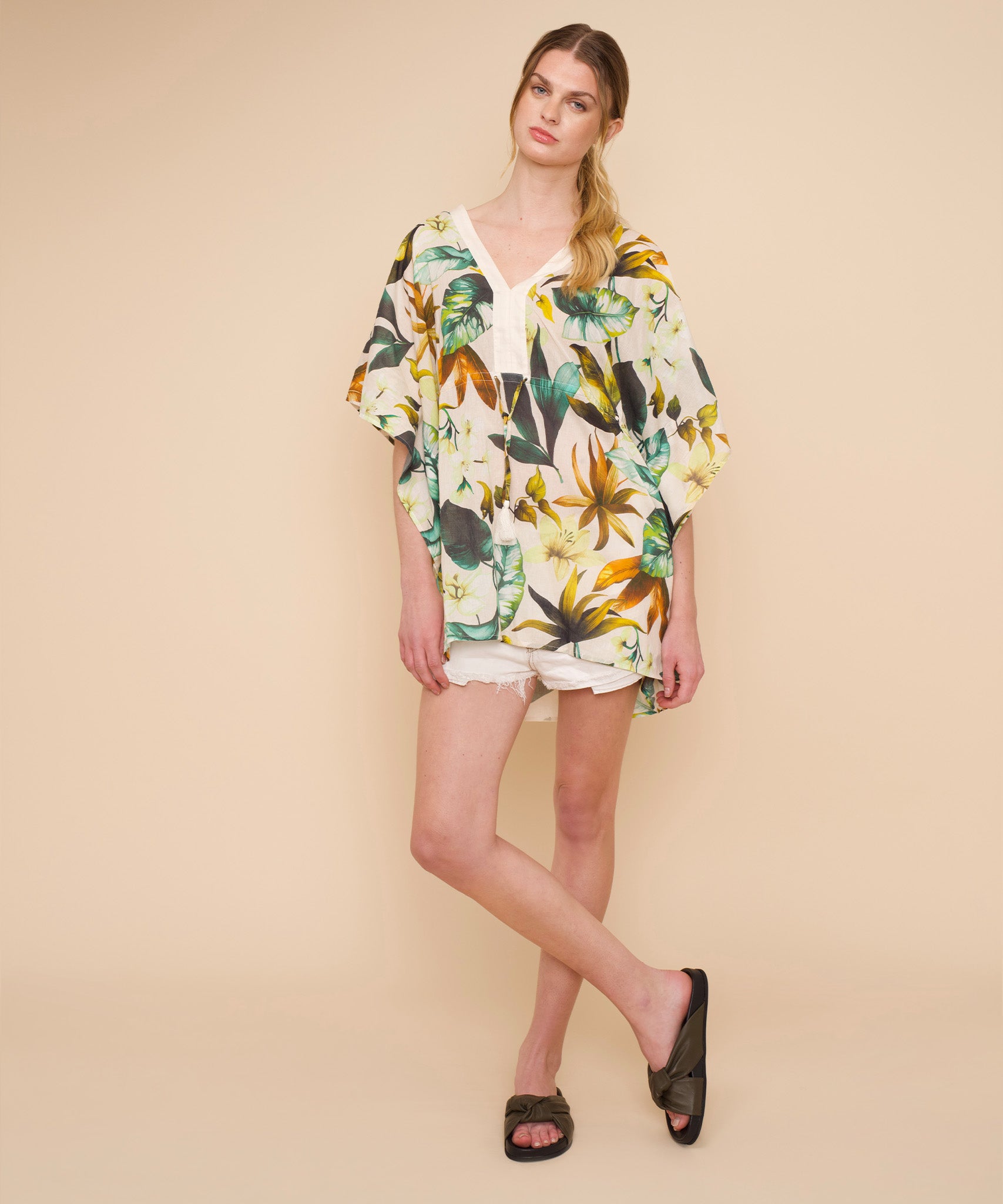 Oasis Palm Butterfly Caftan - Flowy Boho Maxi Dress for Women | Beach Cover Up, Summer Vacation, Poolside Lounge, Festival Outfit