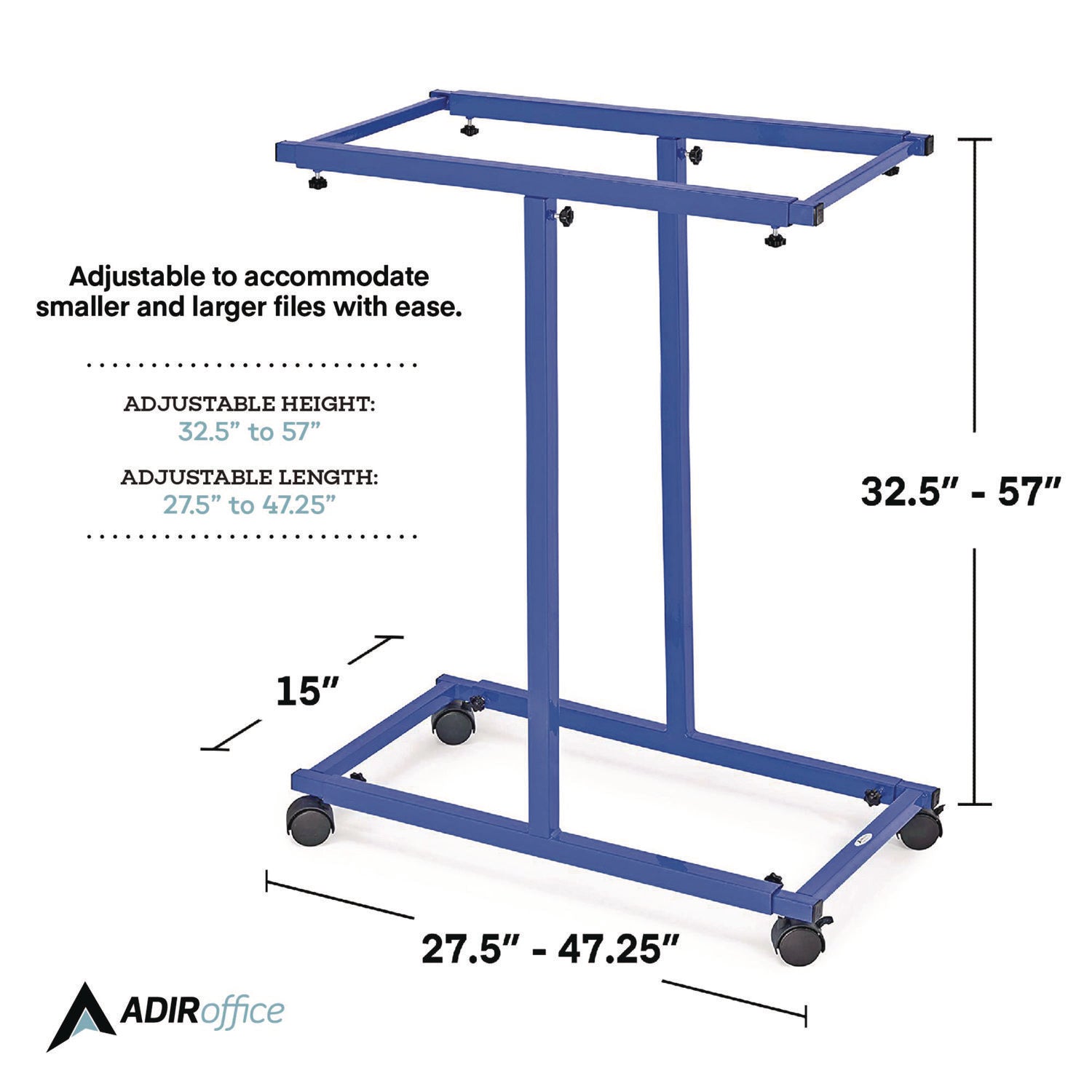 AdirOffice Blueprint Storage Cabinet - Heavy Duty Steel Vertical File Organizer for Large Documents 15x27 to 47.25x57 Inches - Blue | Perfect for Architects, Engineers & Construction Sites - Office & Workspace Organization Solution