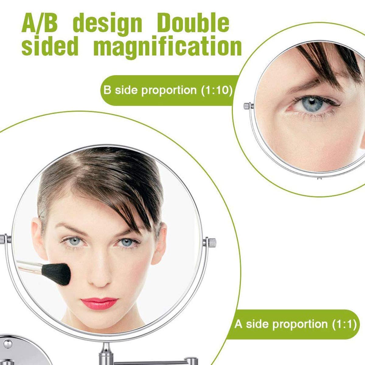 10X Magnification Wall Mount Makeup Mirror - 8 Inch Double Sided Vanity Mirror with 180° Rotation for Precise Makeup, Shaving & Skincare - Perfect for Bathroom, Bedroom & Dressing Room Vanity Setup