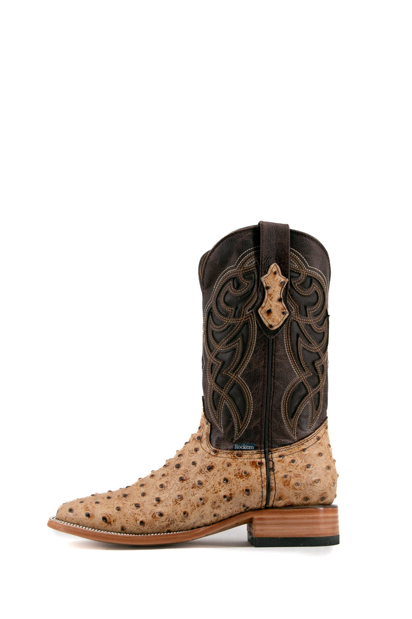 Premium Ostrich Leather Square Toe Cowboy Boots for Men - Western Style Rodeo & Ranch Work Boots - Perfect for Country Dancing, Horseback Riding & Outdoor Adventures