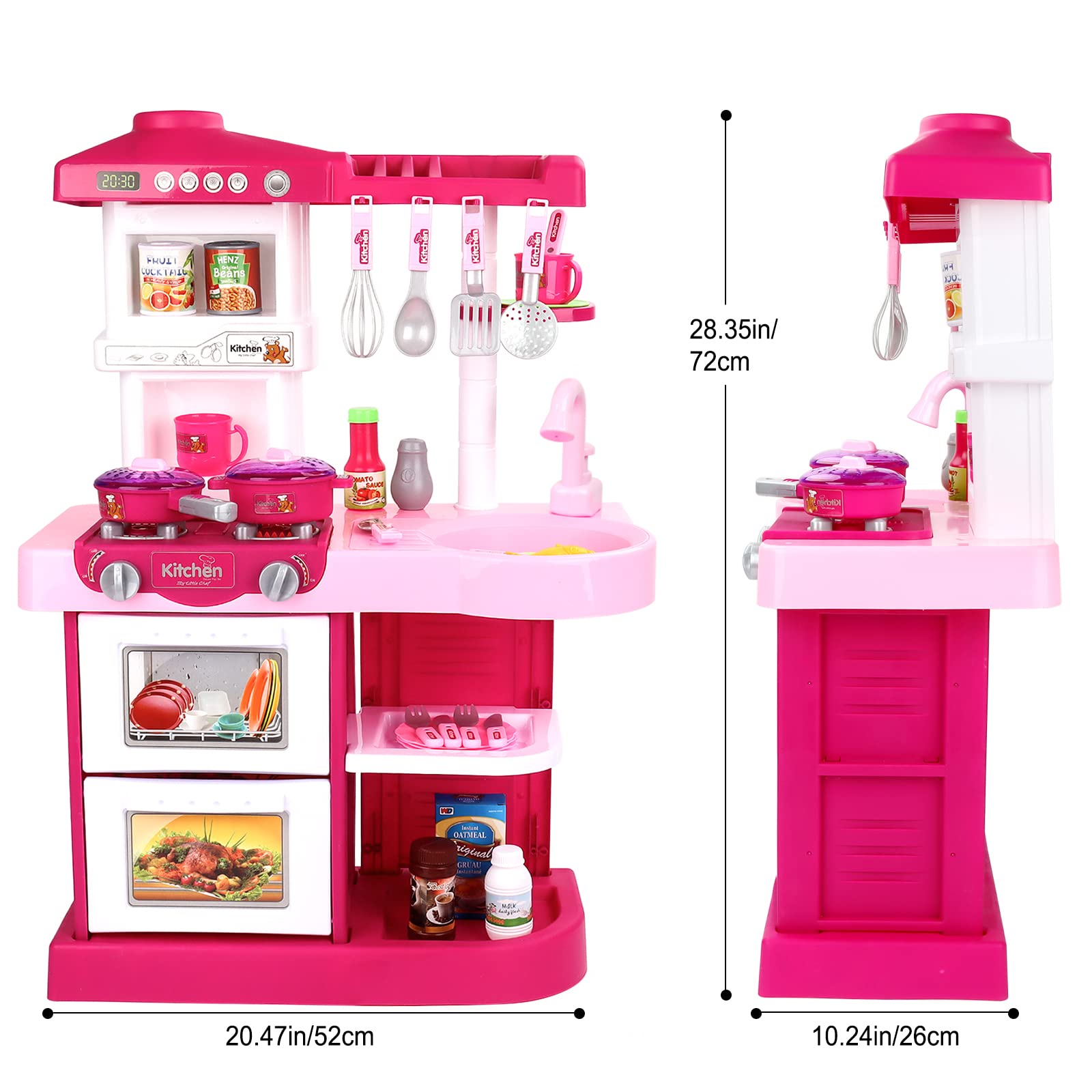 deAO Kids Cooking Toy Set with Multiple Accessories - Pretend Play Kitchen Toy for Girls & Boys (Pink) - Perfect for Role Play, Birthday Gifts & Early Learning Development