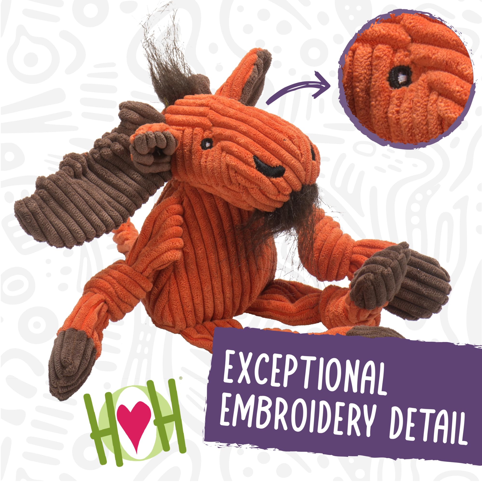 HuggleHounds Knottie Plush Dog Toy - Durable Squeaky Stuffed Animal for Small Medium Large Dogs | Puppy Chew Toy with No Stuffing | Roxie HuggleMutt Large Size for Indoor Outdoor Play & Cuddle Time