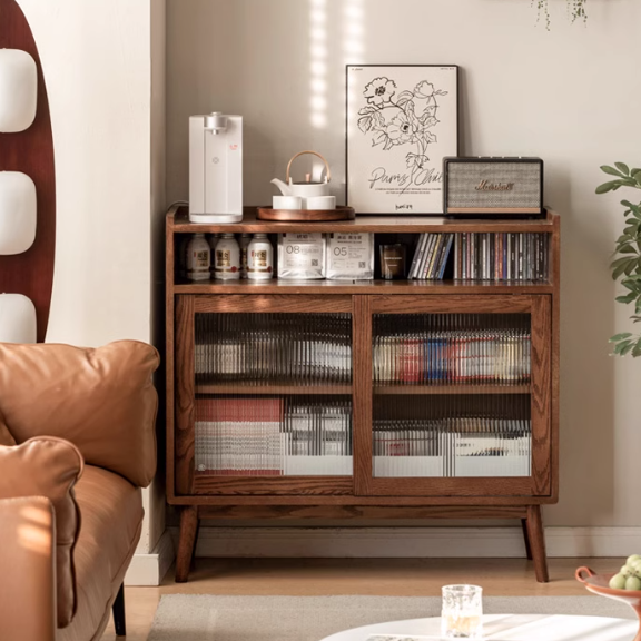 Solid Oak Wood Modern Multifunctional Sideboard - Stylish Storage Cabinet for Living Room, Dining Room & Entryway