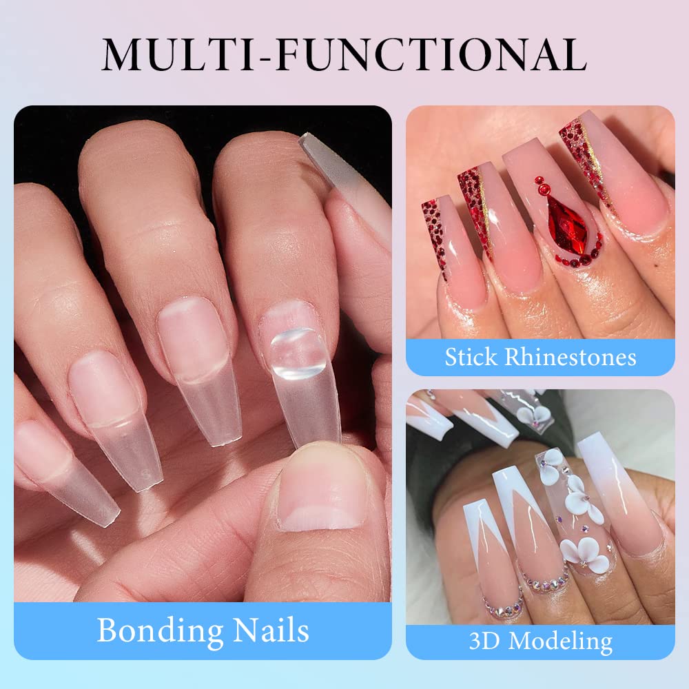 INFELING Professional Solid Gel Nail Glue - Long Lasting Super Strong Nail Adhesive for Press on Nails & Nail Tips Extensions (UV/LED Curing Required) - Perfect for Salon, Home Manicures & Nail Art Designs