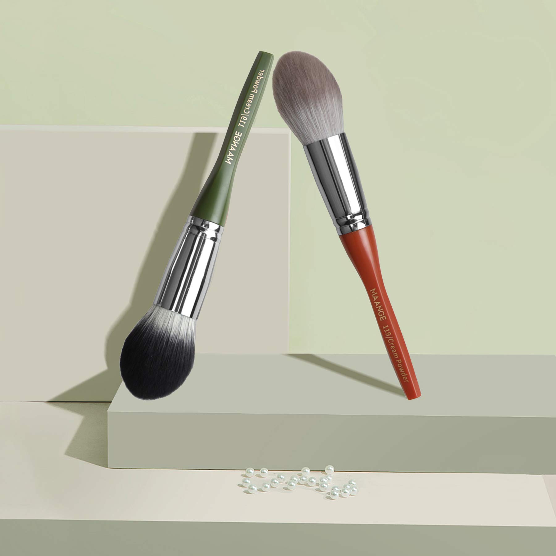 Vtrem 2-Piece Professional Face Blush & Foundation Makeup Brush Set - Soft Mineral Powder Brush for Full Coverage, Loose Powder Application & Seamless Blending | Perfect for Everyday Makeup, Contouring & Buffing