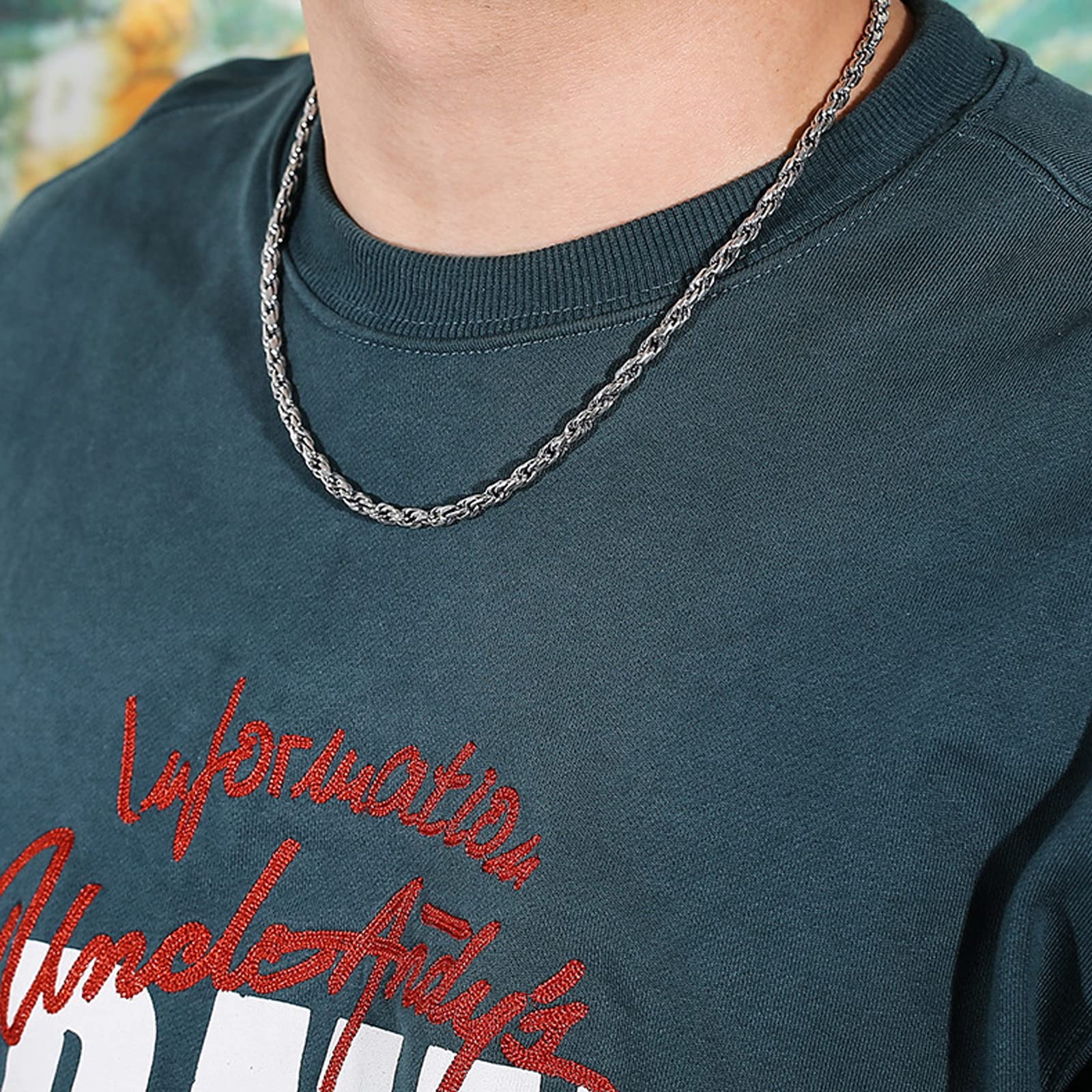 925 Sterling Silver Rope Chain Necklace for Men & Women - Vintage Thai Style Twisted Rope Oxidized Silver Necklace (20-28 Inch) - Perfect Gift for Anniversary, Birthday & Everyday Wear