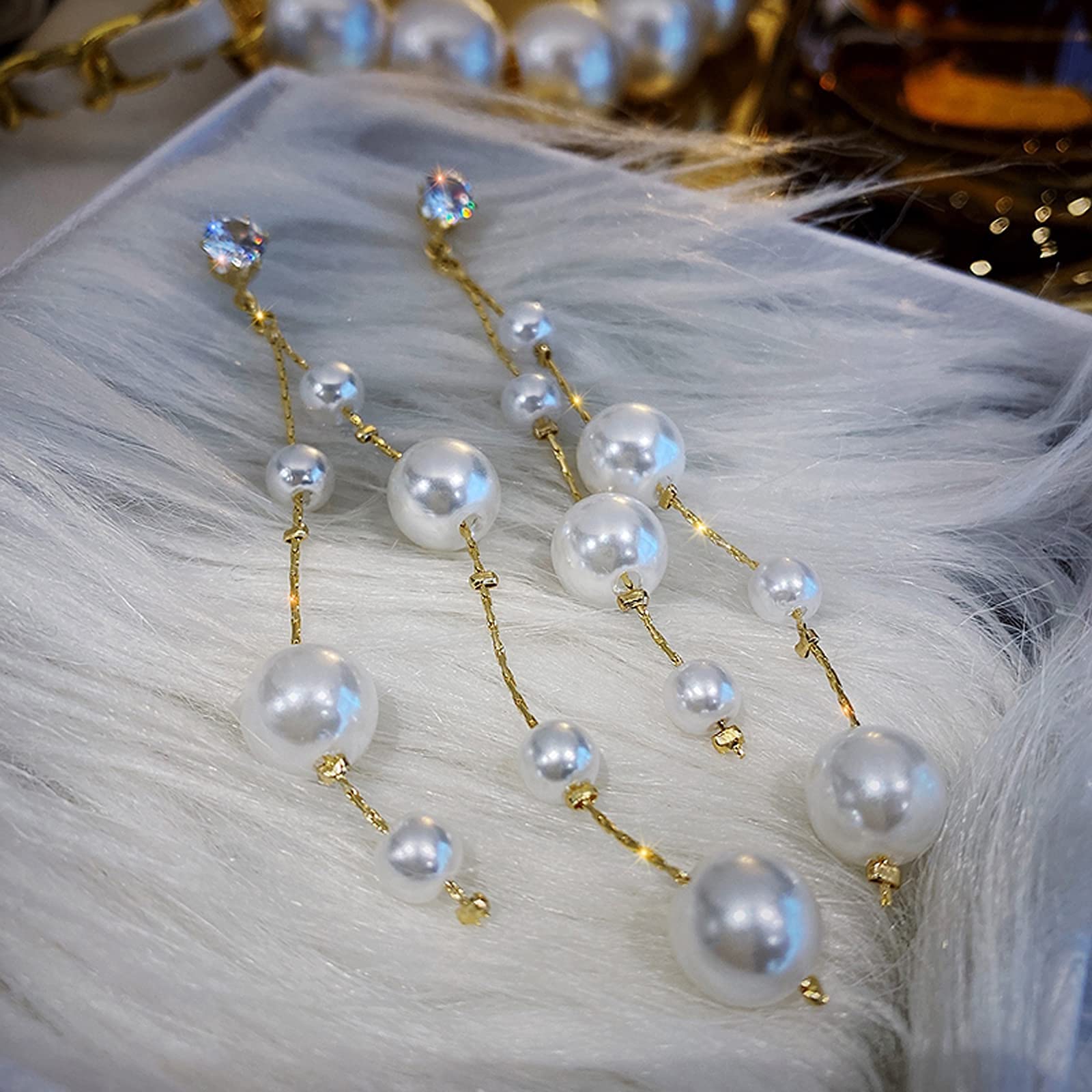 Elegant Long Tassel Pearl Drop Earrings for Women - Baroque Simulated Freshwater Pearl Dangle Earrings | Perfect for Bridal, Wedding, Party & Special Occasions