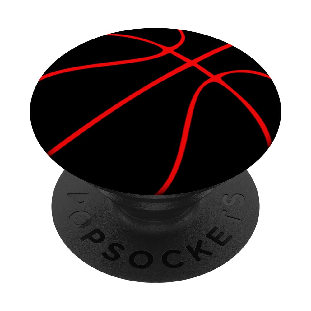 Black & Red Basketball Design PopSockets PopGrip - Reusable Phone Grip & Stand for iPhone, Samsung - Perfect for Sports Fans, Gym Workouts & Game Days