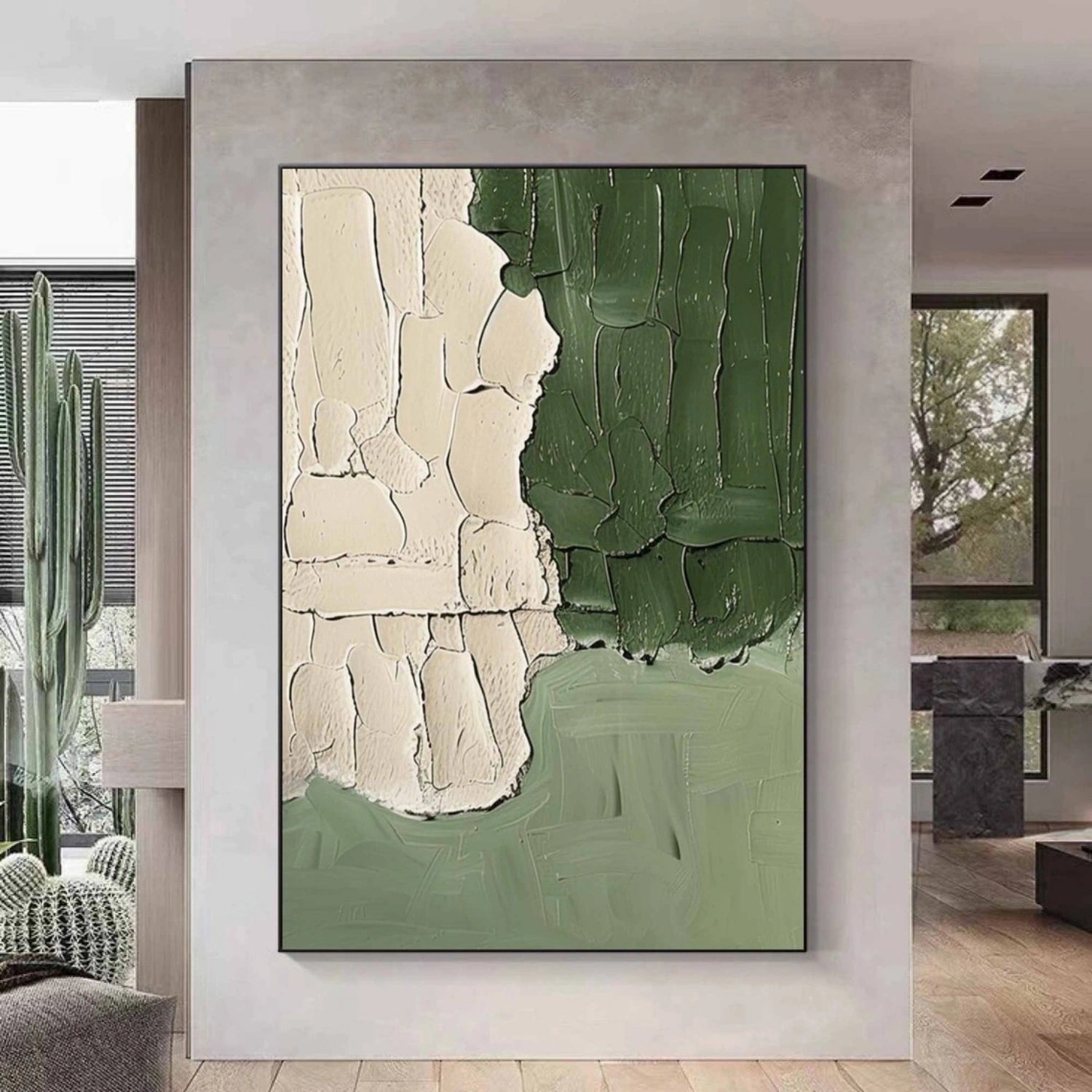 Blue & Green Abstract Wall Art Print #BG109 - Modern Canvas Painting for Living Room, Bedroom & Office Decor