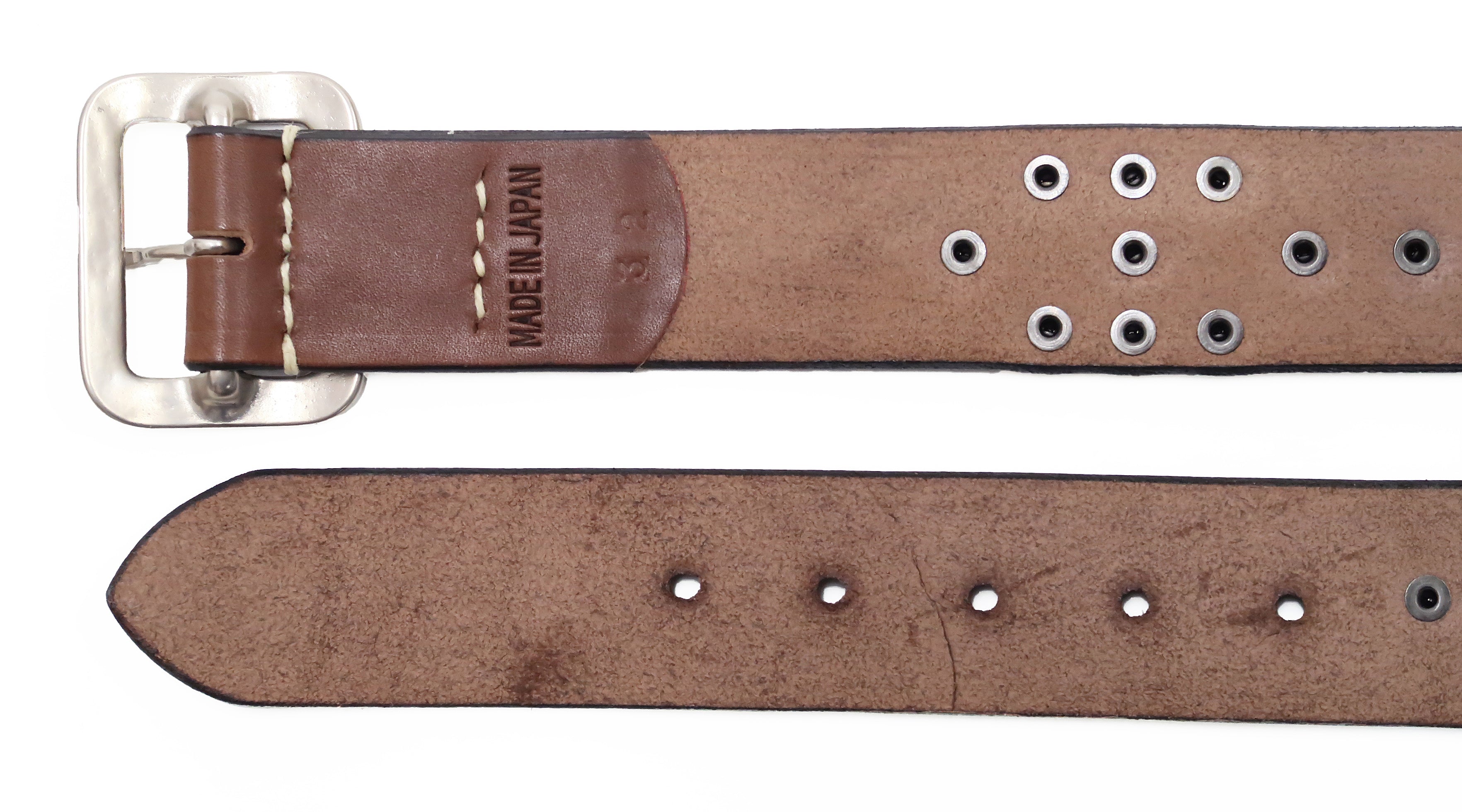 Men's 40mm Wide Cowhide Leather Belt with Studded Sugar Cane Design - 4mm Thick Single Prong Square Buckle SC02321 in Brown - Perfect for Casual Wear, Jeans & Western Outfits