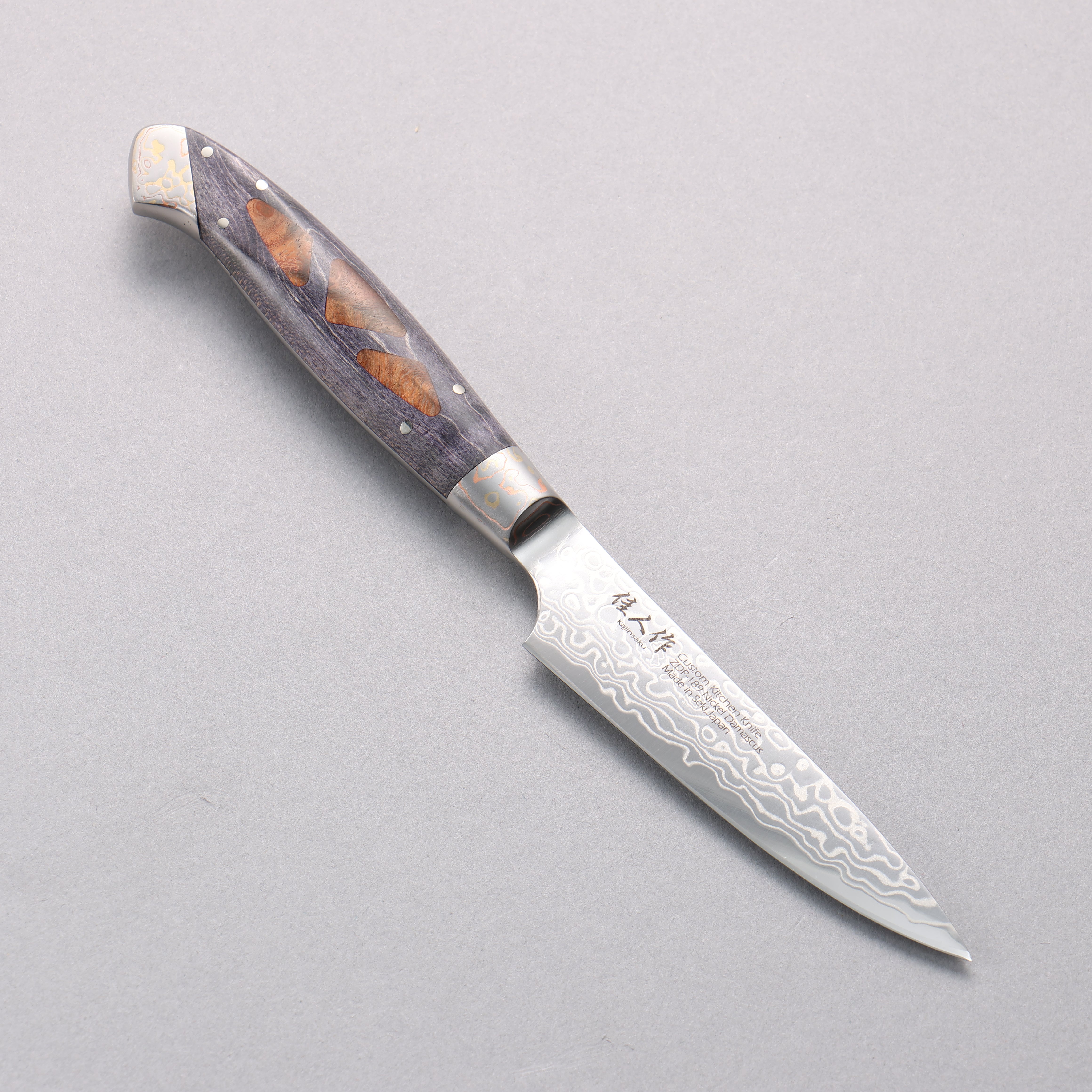 Premium ZDP-189 Damascus Steel Petty Knife 95mm with Exotic Chinese Quince Burl Handle - Razor Sharp Japanese Kitchen Utility Knife for Slicing, Chopping & Precision Cooking Tasks