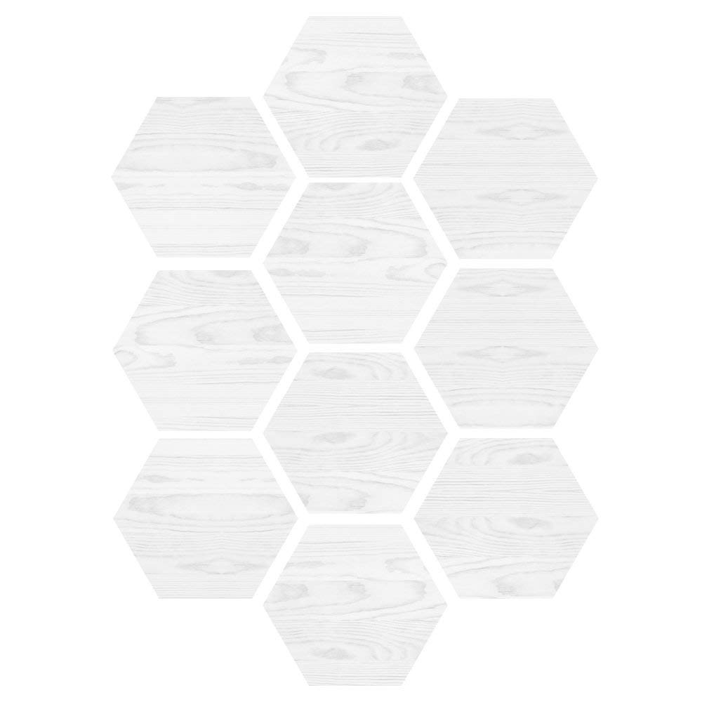 10 Pack Hexagon Non-Slip Vinyl Floor Stickers - Peel and Stick Self-Adhesive Wall Decals for Home Decor, Living Room, Kitchen & Bathroom - 7.9x9.1 Inch - Perfect for DIY Home Improvement, Nursery, Dorm & Office Spaces