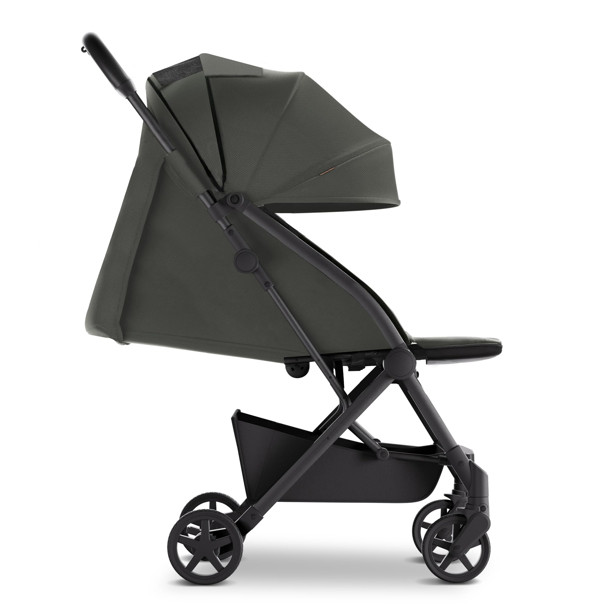 Mompush Lithe V2 Ultra Lightweight Compact Travel Stroller with Snack Tray, Cup Holder & Rain Cover - Airplane Approved Foldable Baby Stroller with Near Flat Recline Seat & Travel Bag - Perfect for Air Travel, Shopping, and Daily Walks