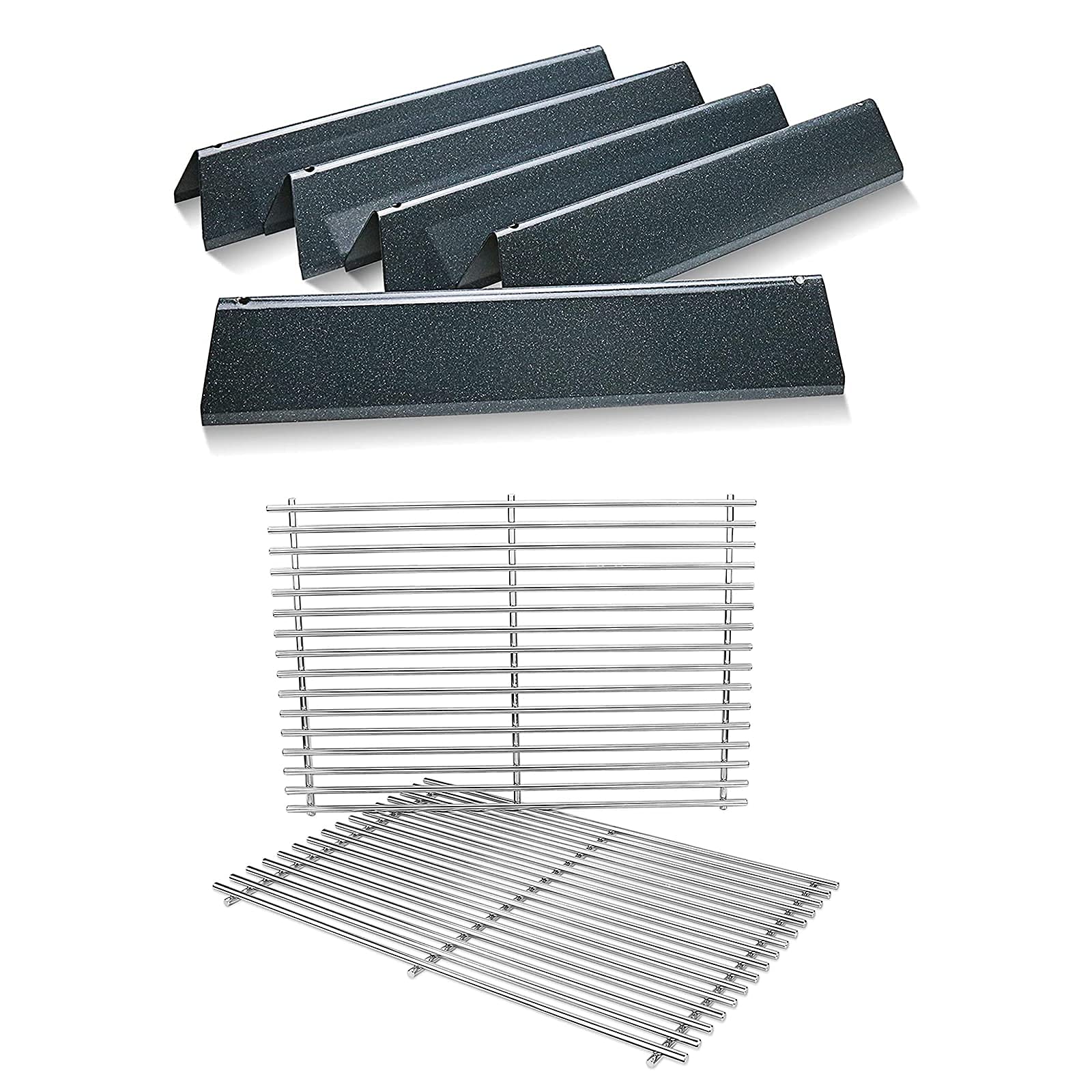 GRISUN 7636 Flavorizer Bars & 7639 Cooking Grates Replacement for Weber Spirit 300 Series Gas Grills - Perfect for Backyard BBQs, Camping & Outdoor Cooking